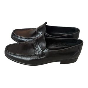 Towncraft Black Leather Braided Penny Loafers Men’s Classic Dress Shoes 10.5D